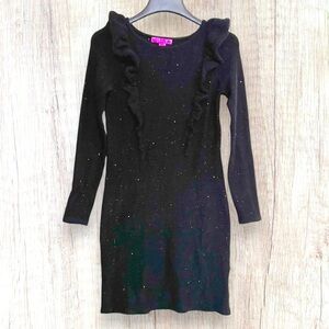 LILLY PULITZER Ruth Black Sequin Sparkle Holiday Christmas Sweater Dress S